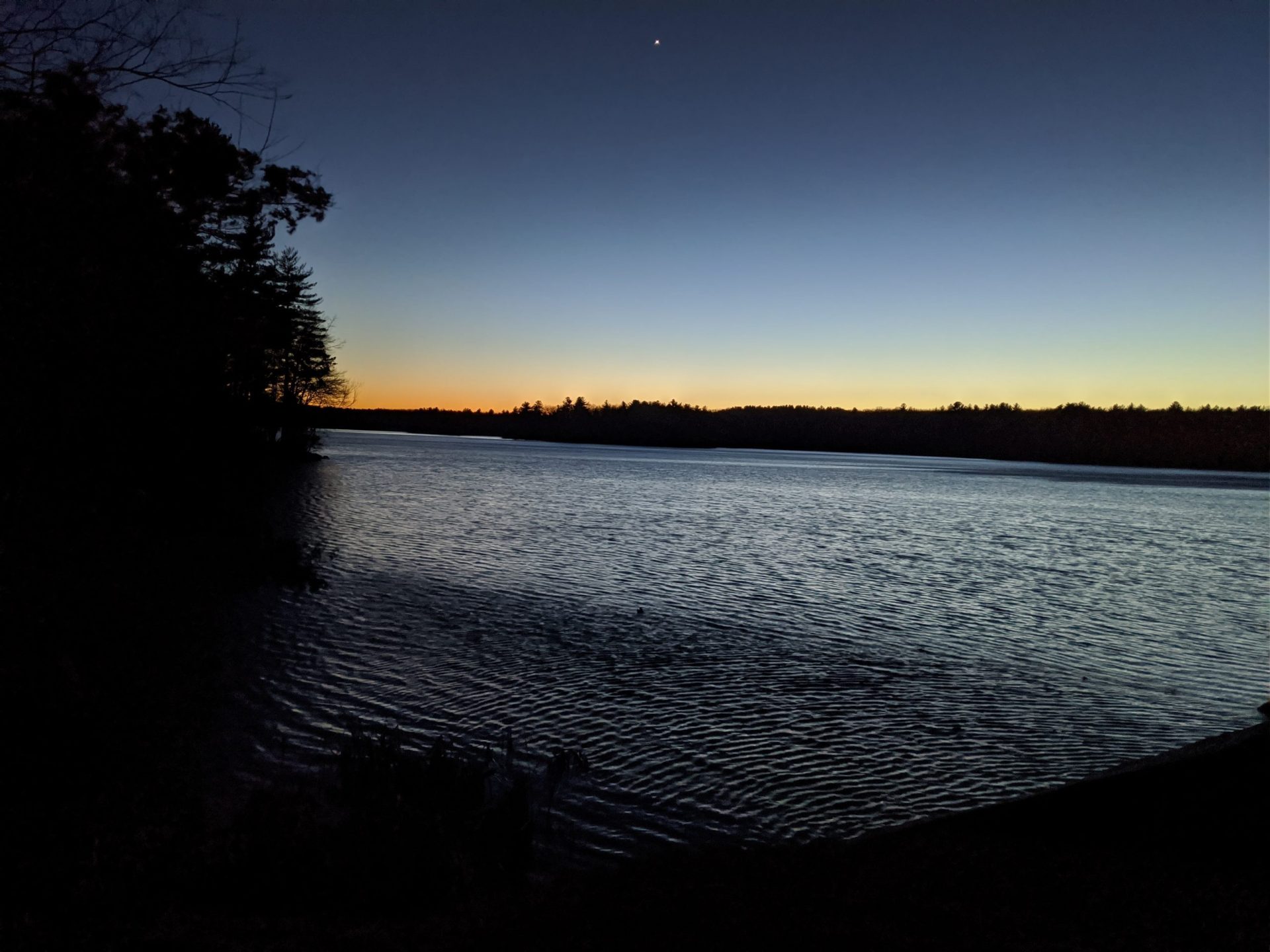 Sunset Ashland Reservoir open water January 2020