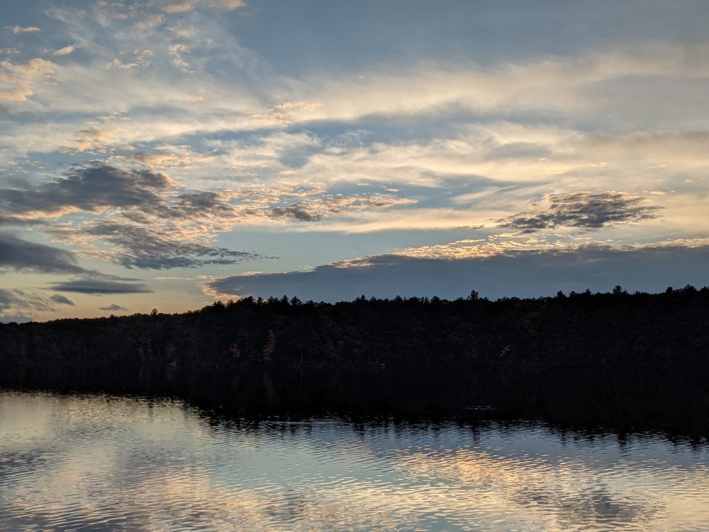 Fall sunset reflected in Ashland Reservoir - Ashland State Park